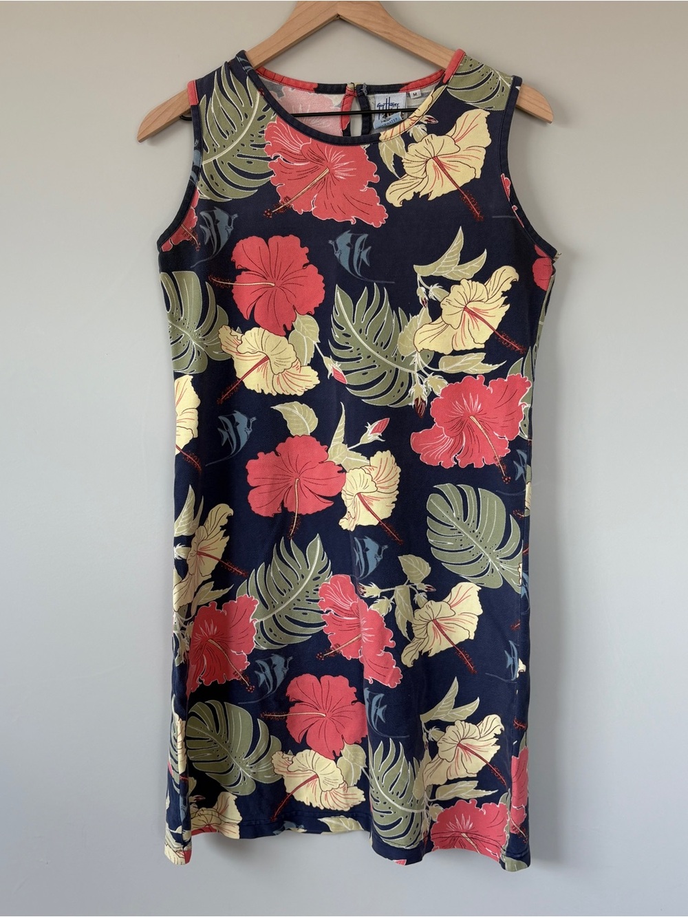 Guy Harvey Bluewater Tropical Hibiscus Dress 🌺 Resort Coastal Beachcore Size M